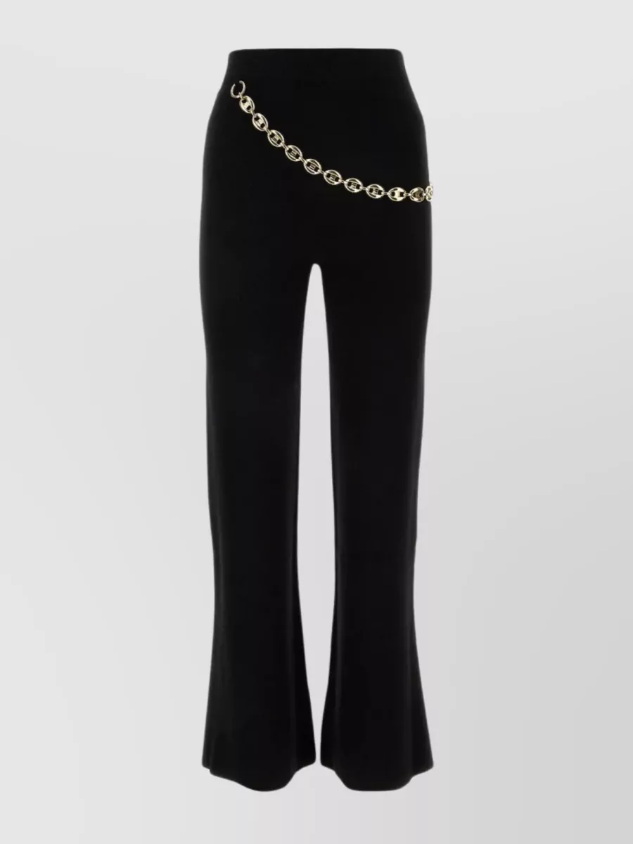 Shop Paco Rabanne Streamline Pant With Elastic Waist And Flared Hemline In Black