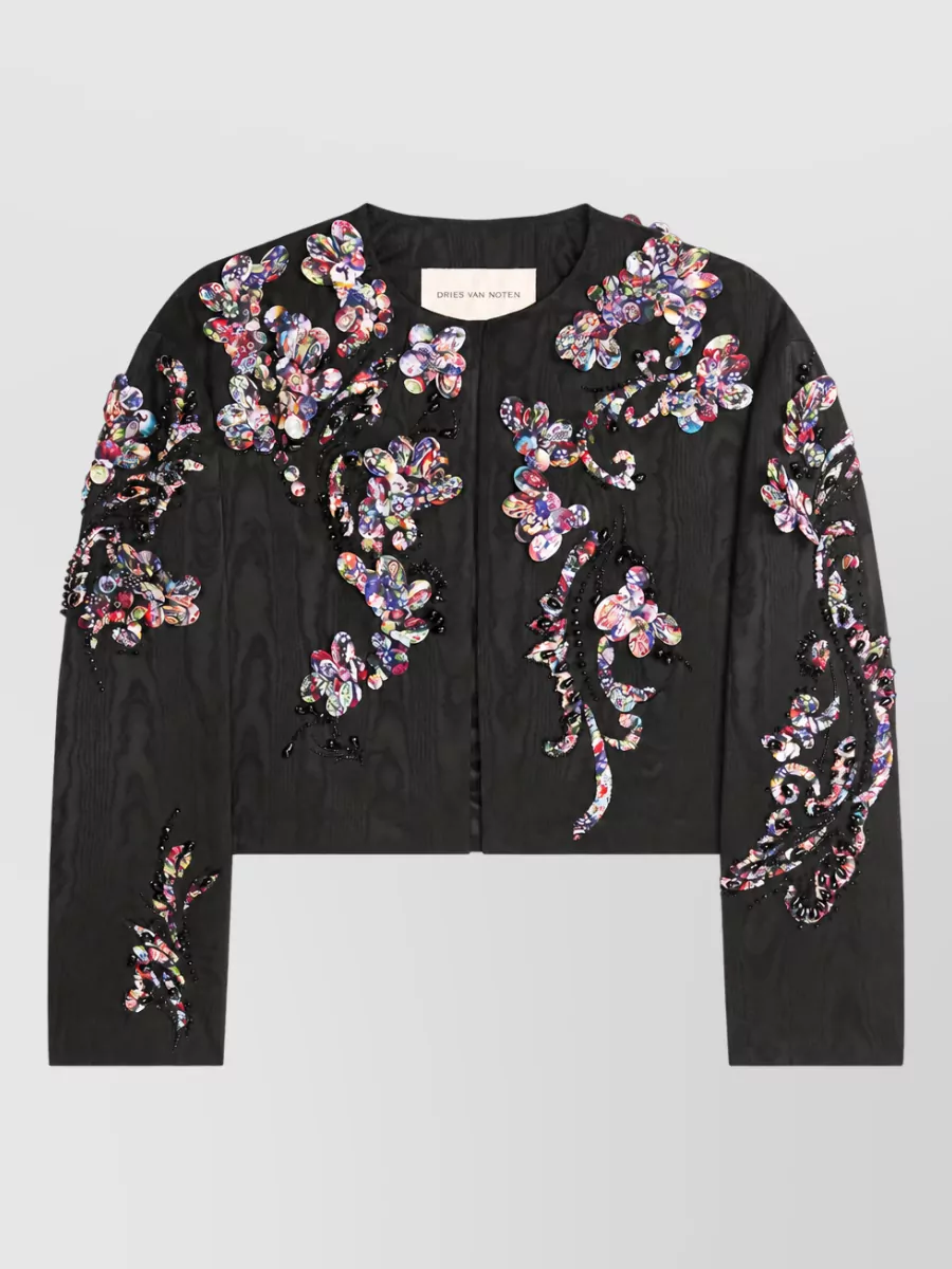 Dries Van Noten embroidered moiré short coat