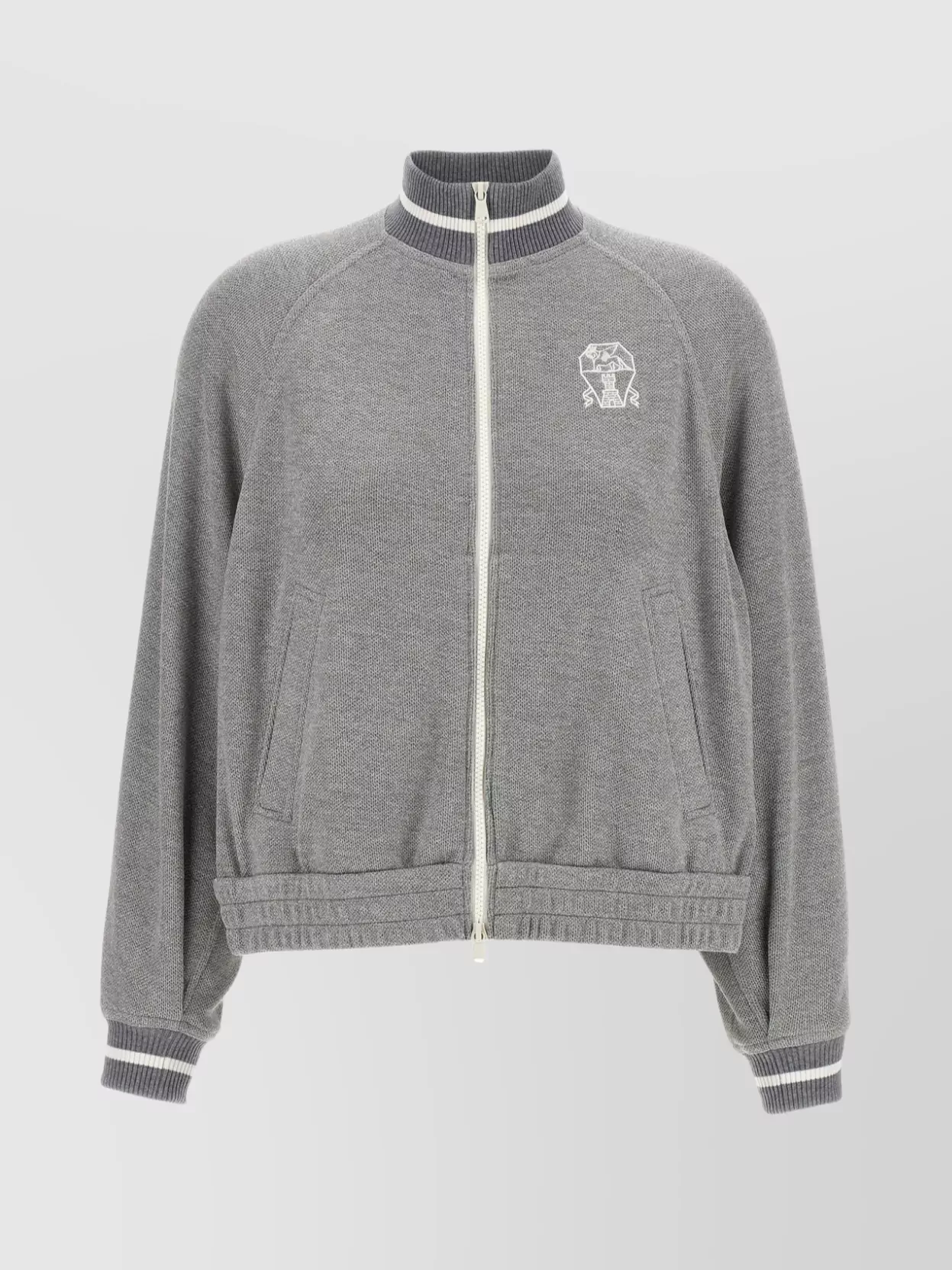 Brunello Cucinelli Women Logo Zipped Sweatshirt In Gray