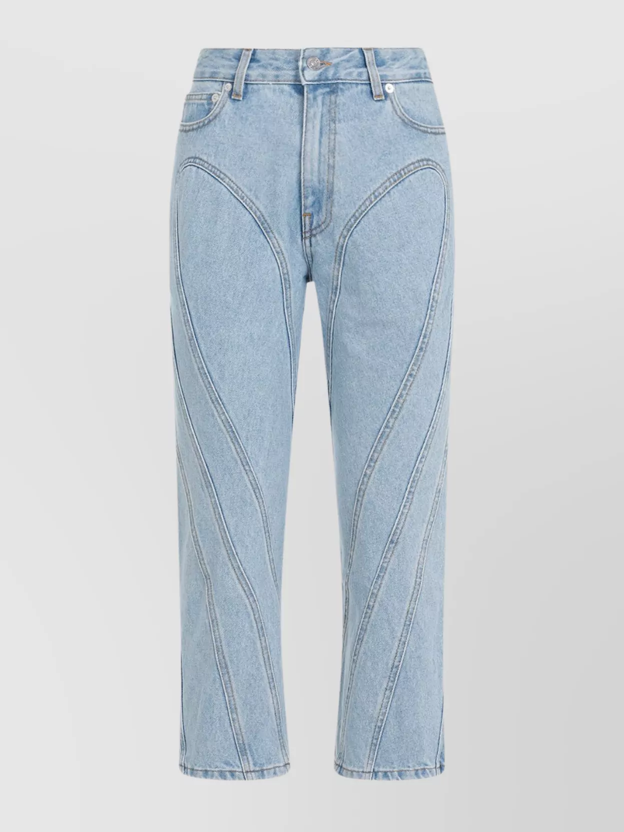 Mugler High-rise Cropped Jeans In Blue