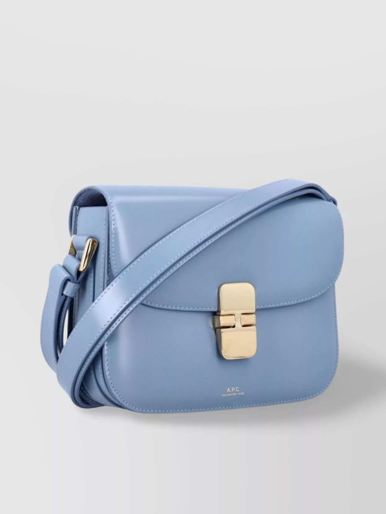 Apc Grace Small Light Blue Shoulder Bag With Flap And Adjustable Shoulder Strap In Leather Woman In Blue