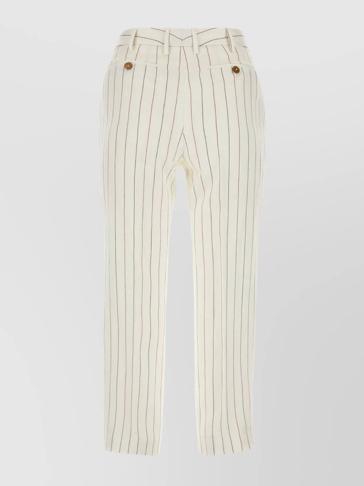 Pt Torino Linen Blend Pant Embroidered Stripes In White