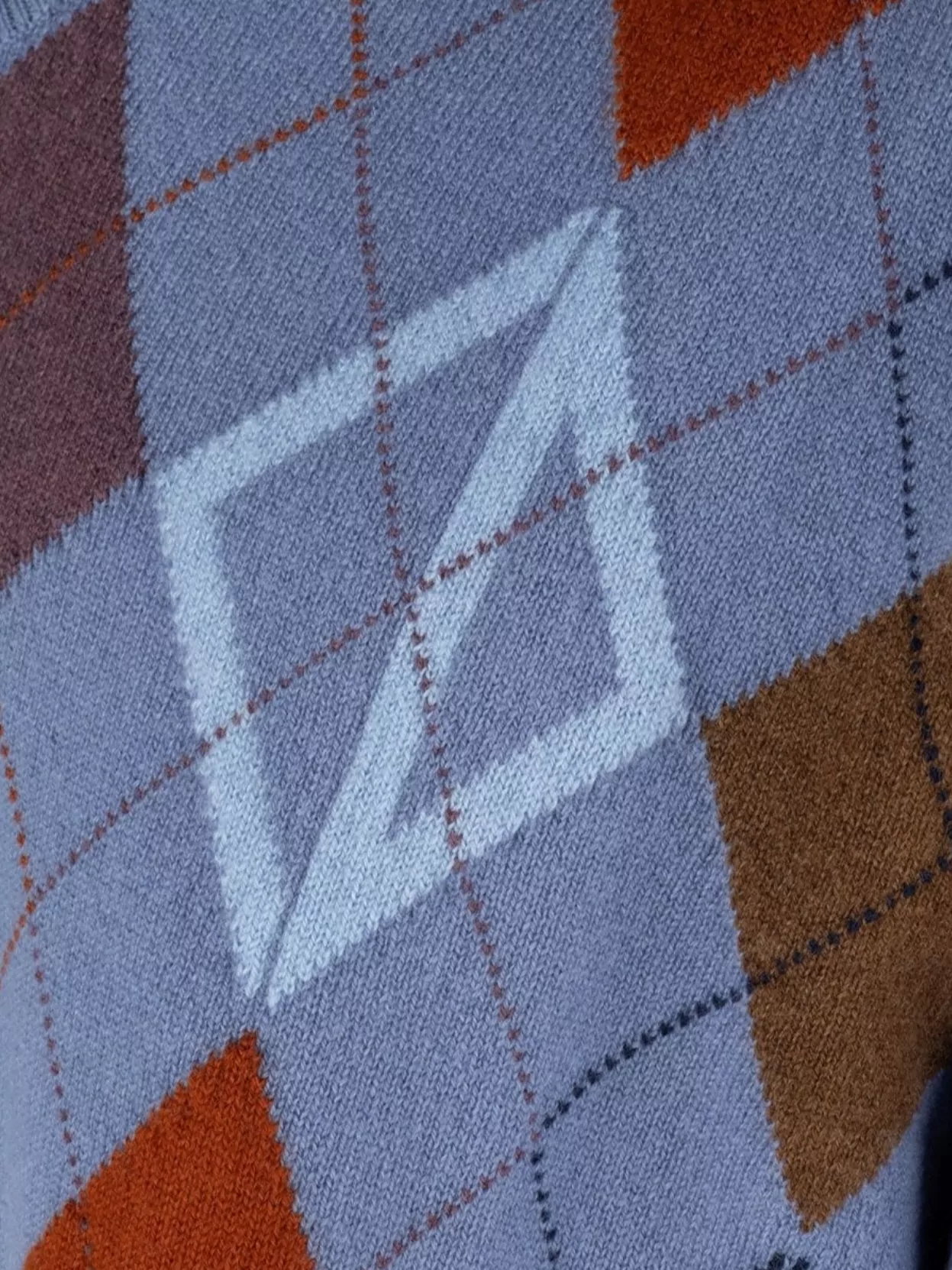 Christian Dior Argyle V Neck Sweater With Long Sleeves