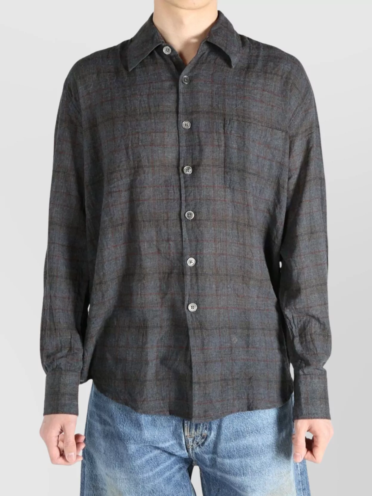Our Legacy Check Pattern Button-Down Shirt With Chest Pocket