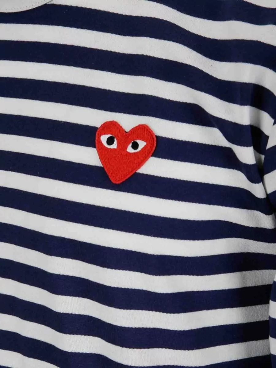 Comme Des Garçons Play Striped Crew Neck Long Sleeve Top