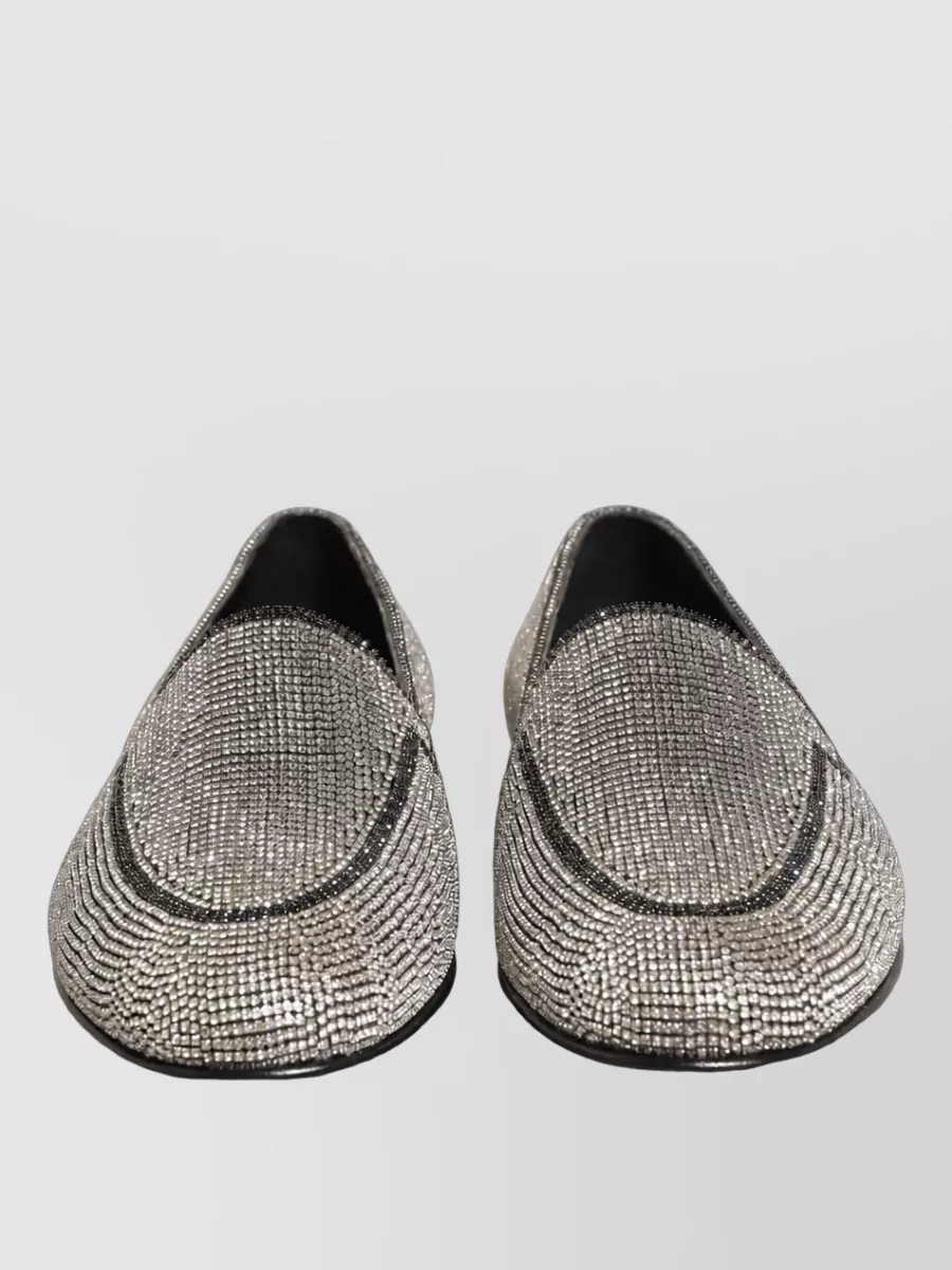 Dolce&Gabbana Crystal-Embellished Leather Slippers