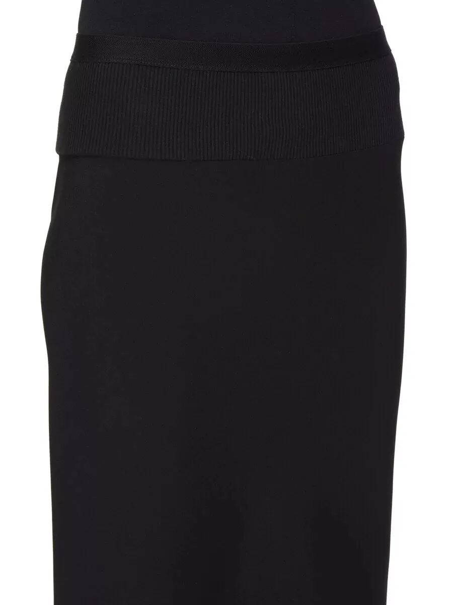 Rick Owens Ribbed Asymmetric High-Rise Midi Skirt