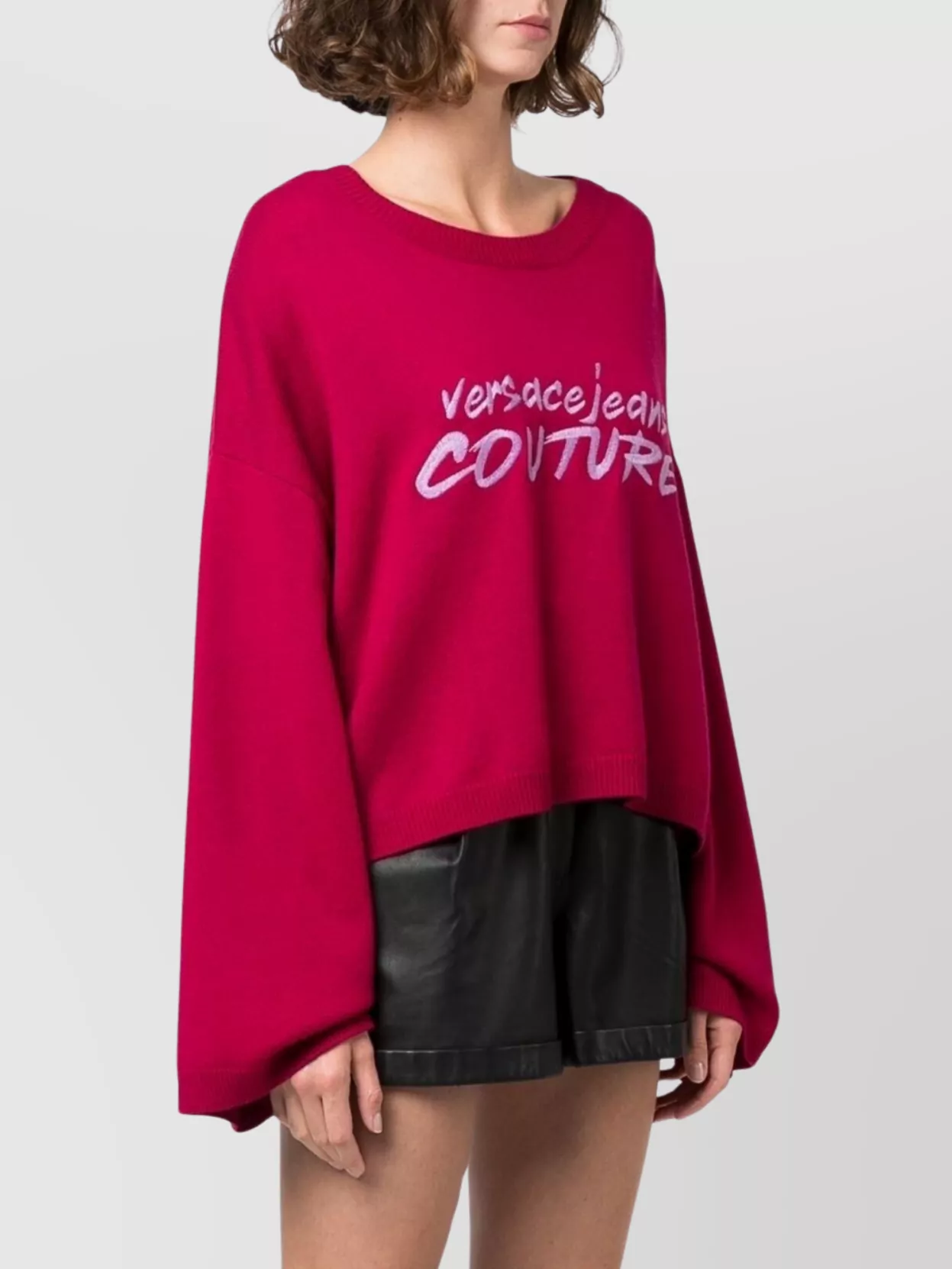 Versace Jeans Couture Logo Embroidery Knitwear With Ribbed Finish