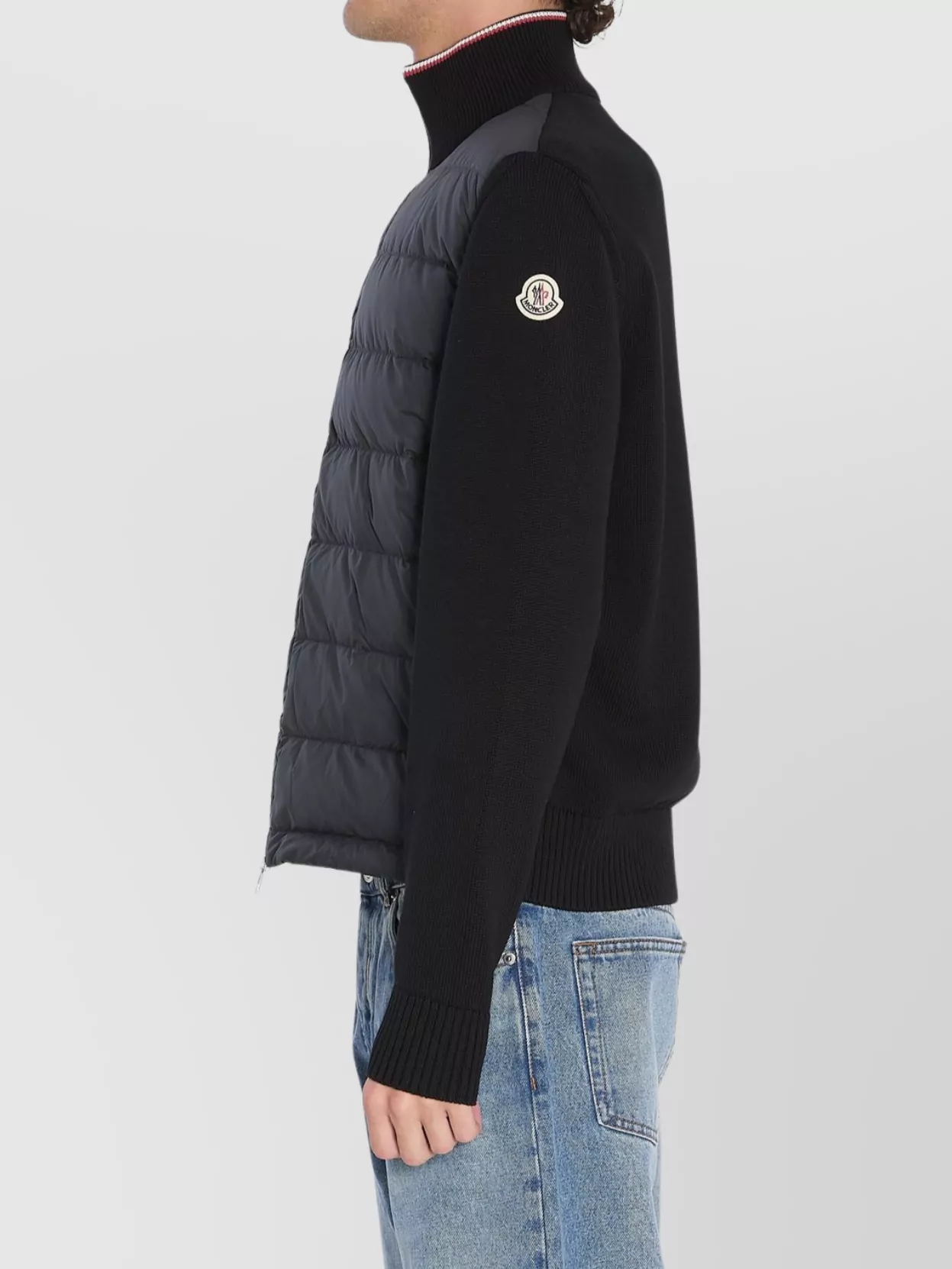 Moncler Cotton Cardigan Quilted Tricolor Collar