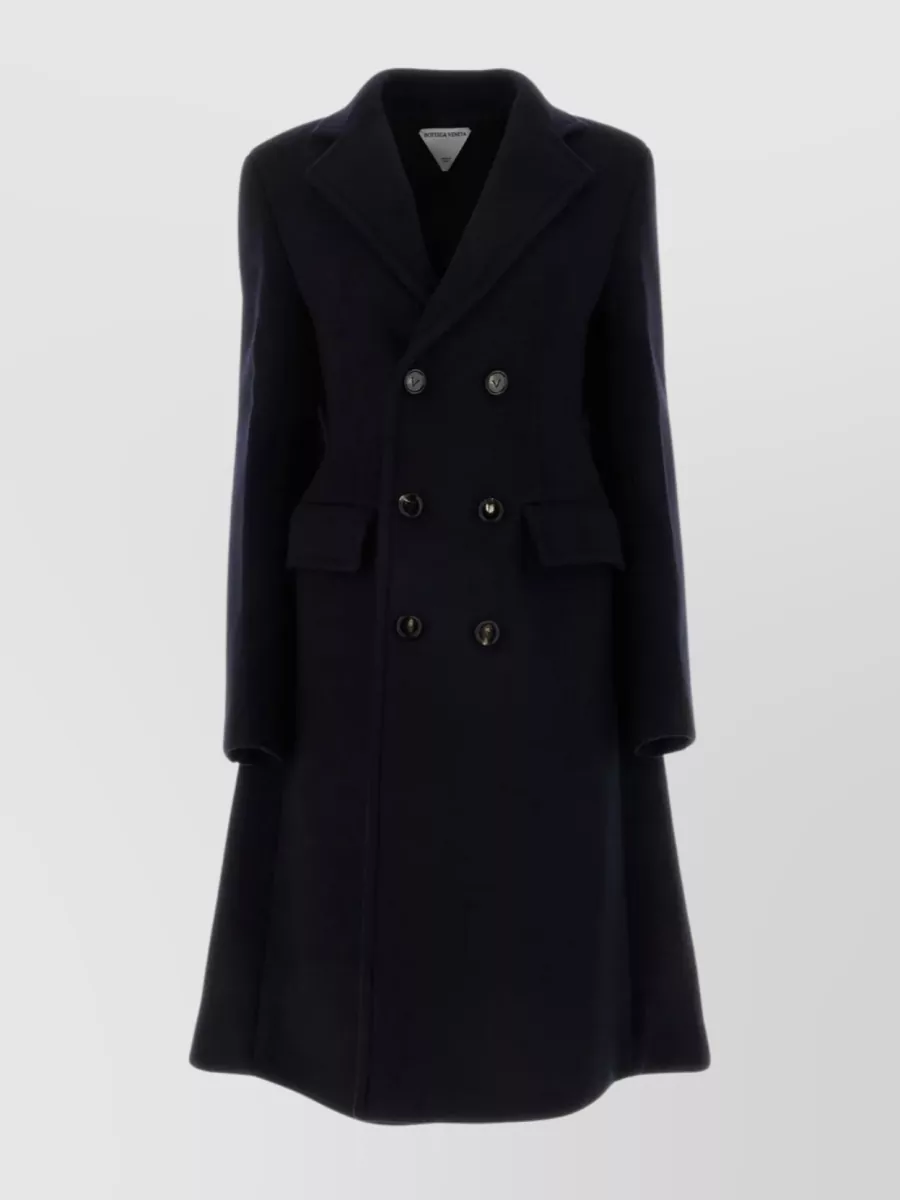 Shop Bottega Veneta Sophisticated Wool Blend Cape Coat In Black