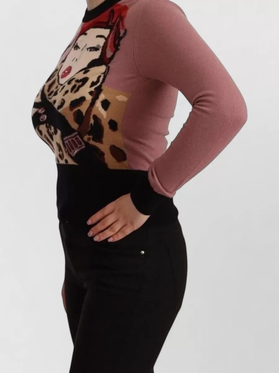 Dolce&Gabbana Cashmere Leopard-Print Crewneck Sweater