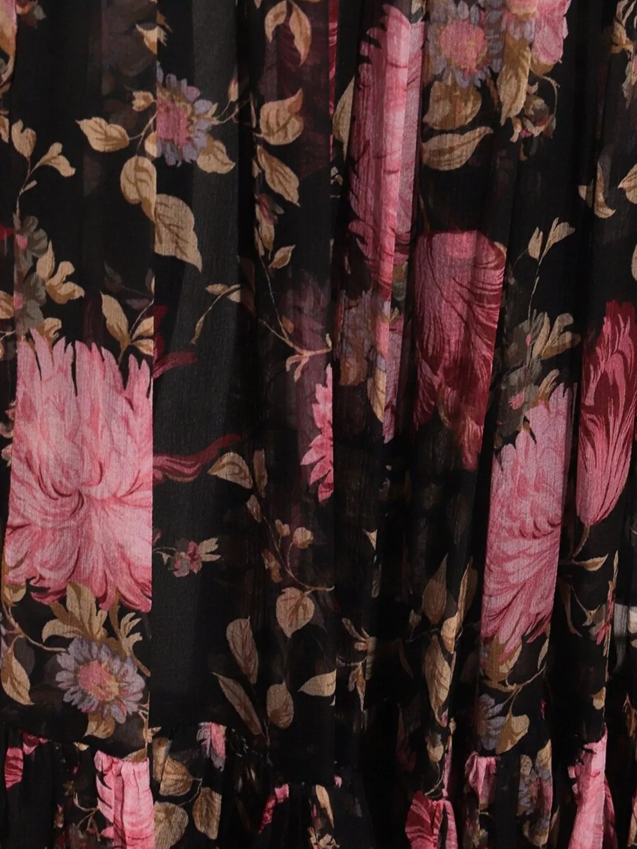Chloé Sheer Overlay Tiered Floral Skirt