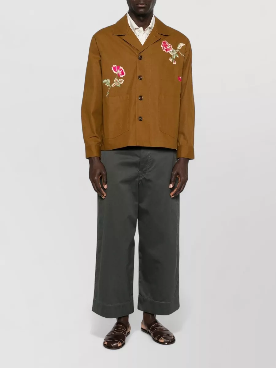 Baziszt Embroidered Cotton Shirt Jacket