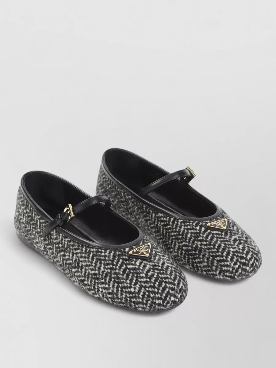Prada wool chevron mary jane ballerina shoes