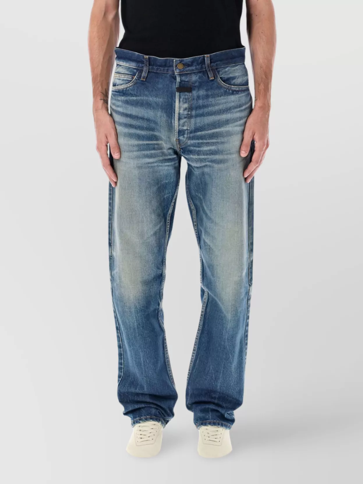 Fear Of God Relaxed Straight Leg Denim Trousers In Blue