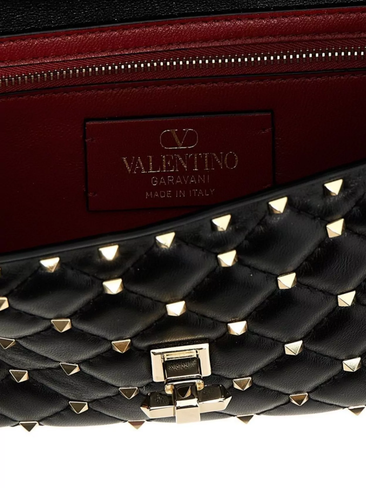 Valentino Spike Rockstud Quilted Chain Strap Clutch Bag