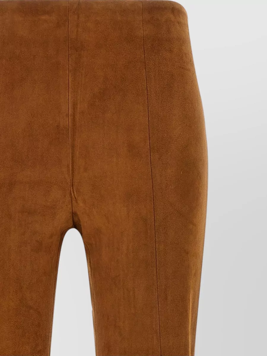 Stouls Suede High-Rise Flared Panelled Trousers
