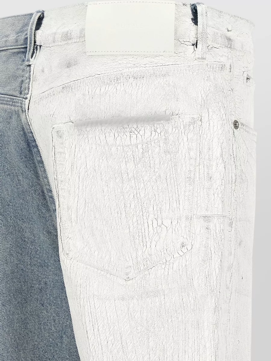 Purple Crackle Silver Mid-Rise Straight-Leg Jeans