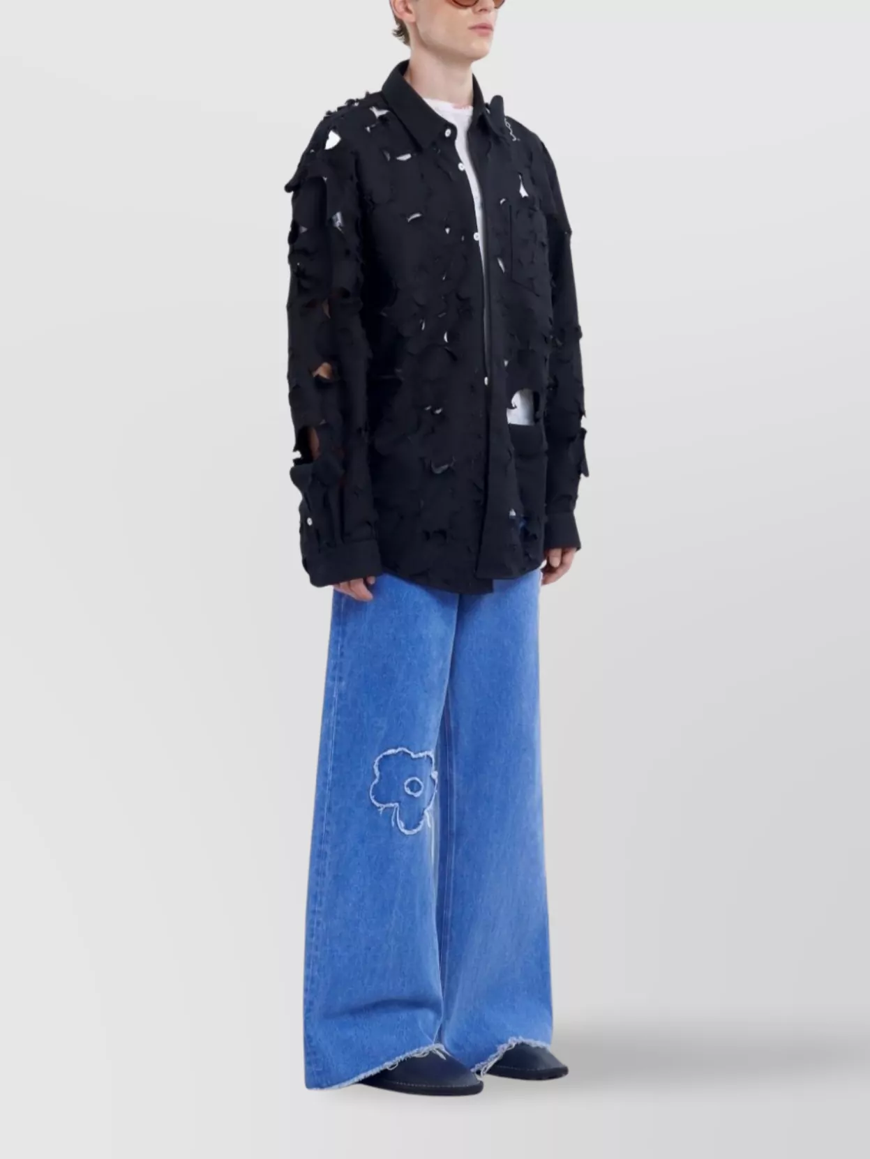 Shop Marni Perforated Button-down Shirt Distressed Detailing