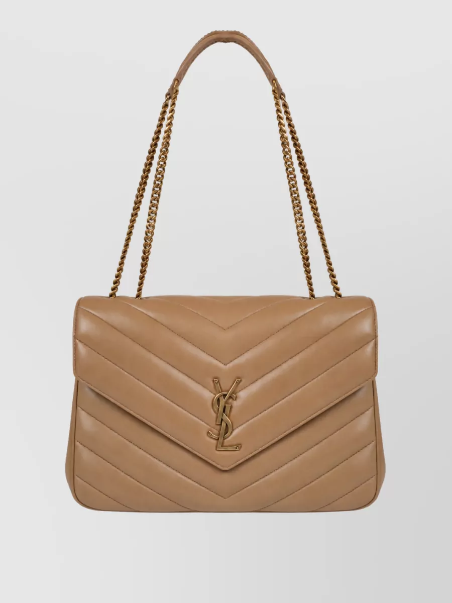 Saint Laurent Loulou Large Quilted Chain Clutch Bag