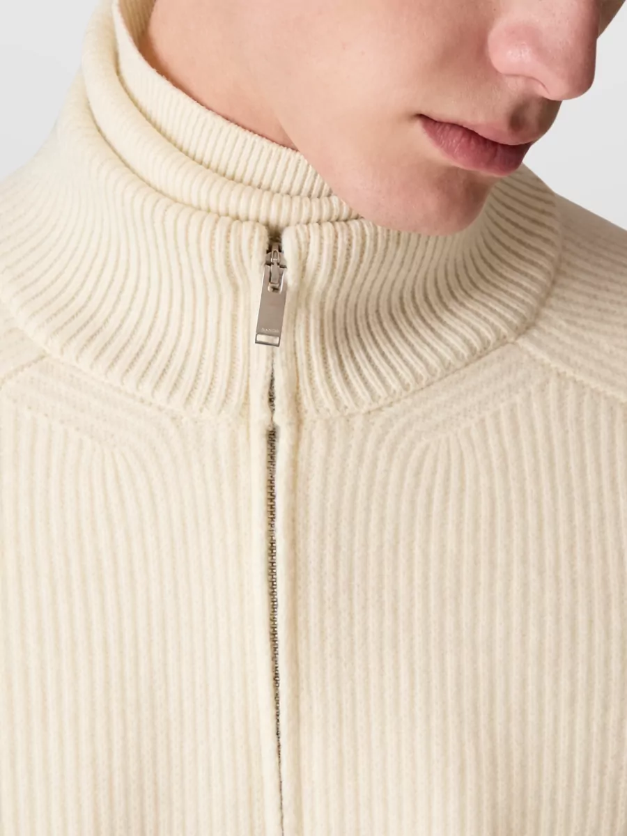 Lardini Cashmere-Blend Ribbed Zip-Up Cardigan