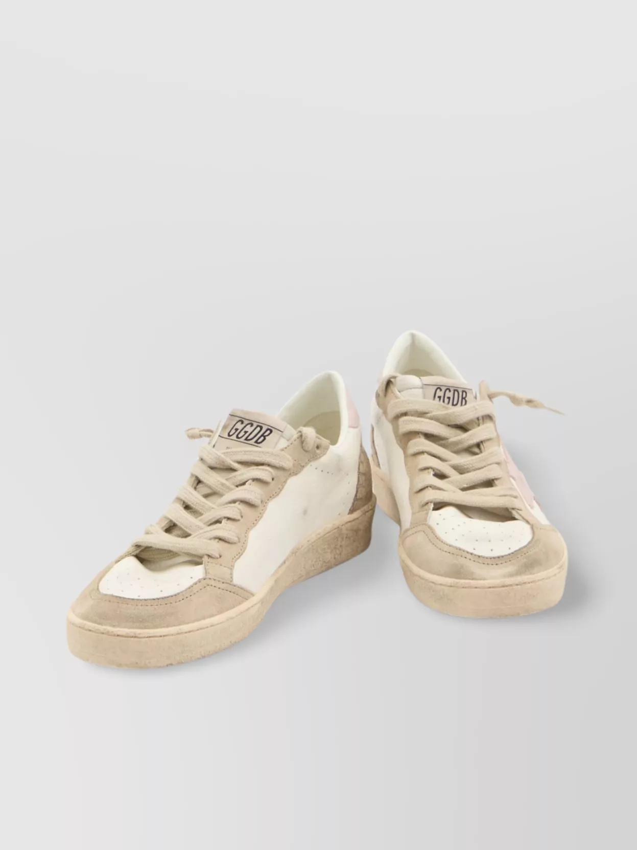 Golden Goose 'ballstar' White Low Top Sneakers With Glittered Star Patch On The Side And Glittered Heel With Logo In Multi