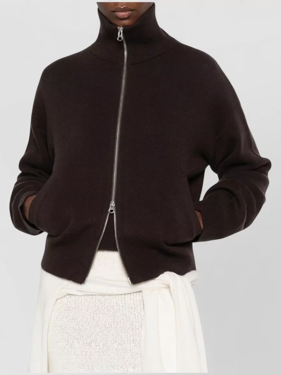 Extreme Cashmere Cashmere Ribbed High Neck Zip-Up Cardigan