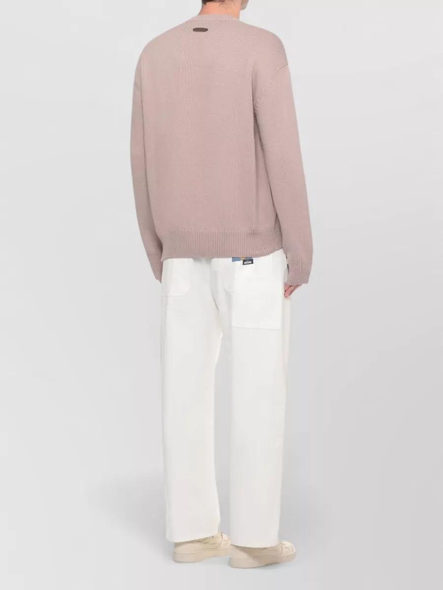 Moschino Ribbed Long Sleeve Crewneck T-Shirt