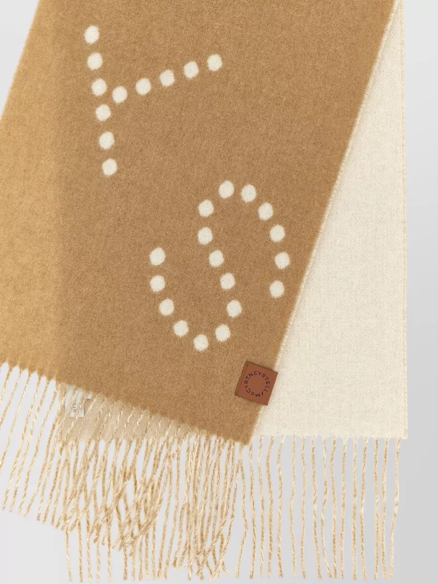 Stella Mccartney Logo Scarf Polka Dots Fringe Detail