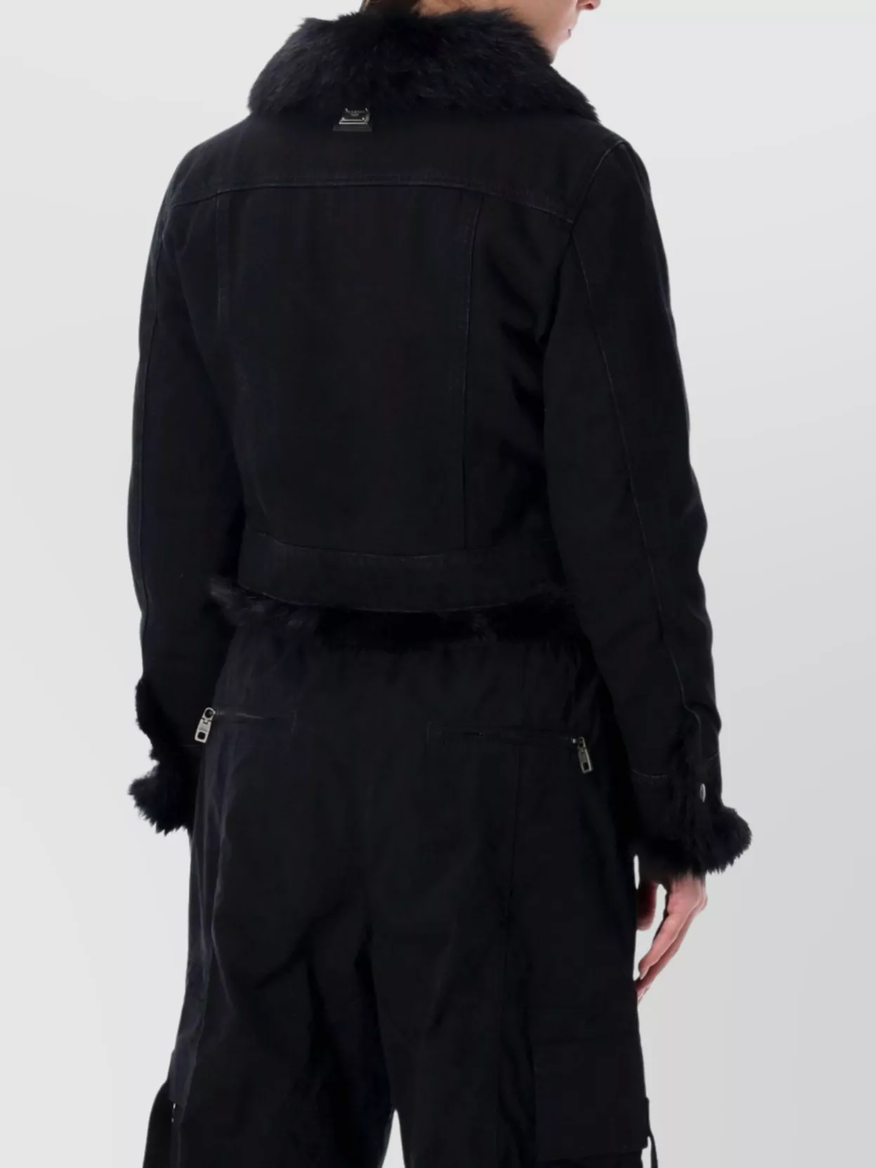 Dolce&Gabbana Cropped Denim Jacket Fur Cuffs