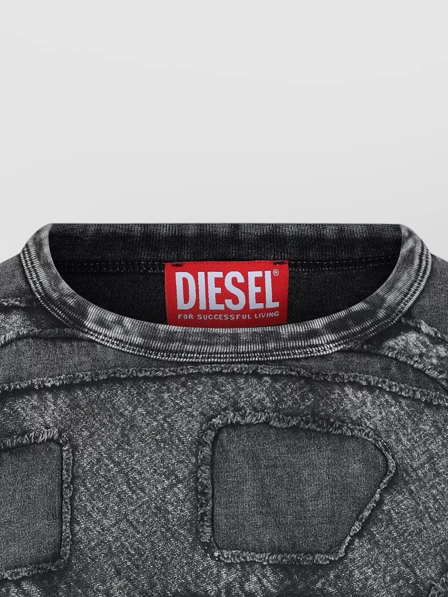 Diesel Crew Neck T Shirt Distressed Detail