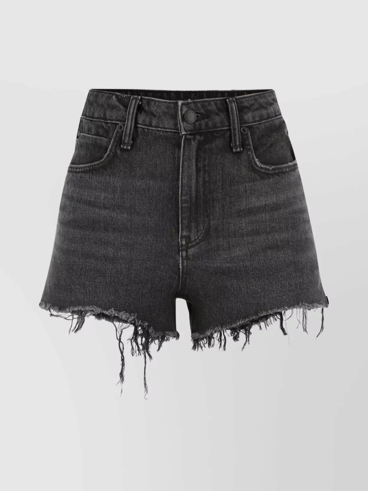 Shop Alexander Wang Waistband Fringed Denim Shorts In Black