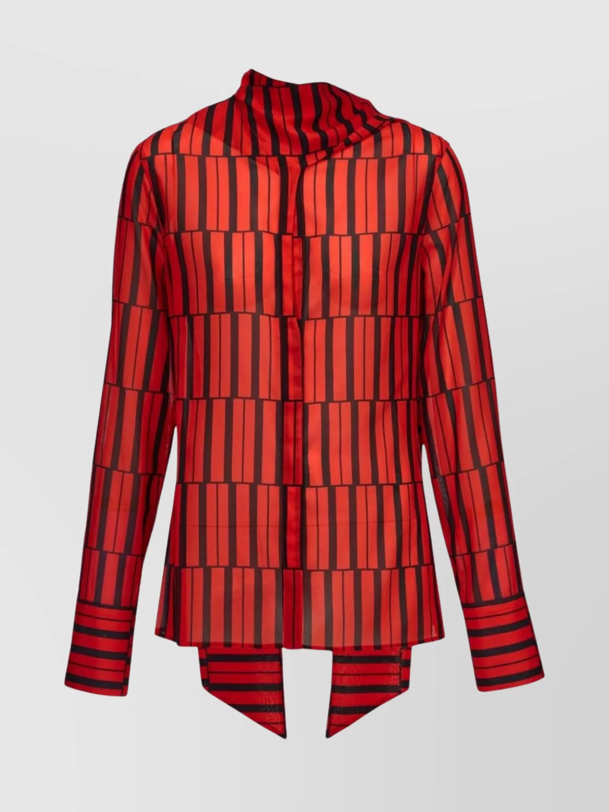 Shop Ferragamo Sleeved Stripe Silk Top In Red