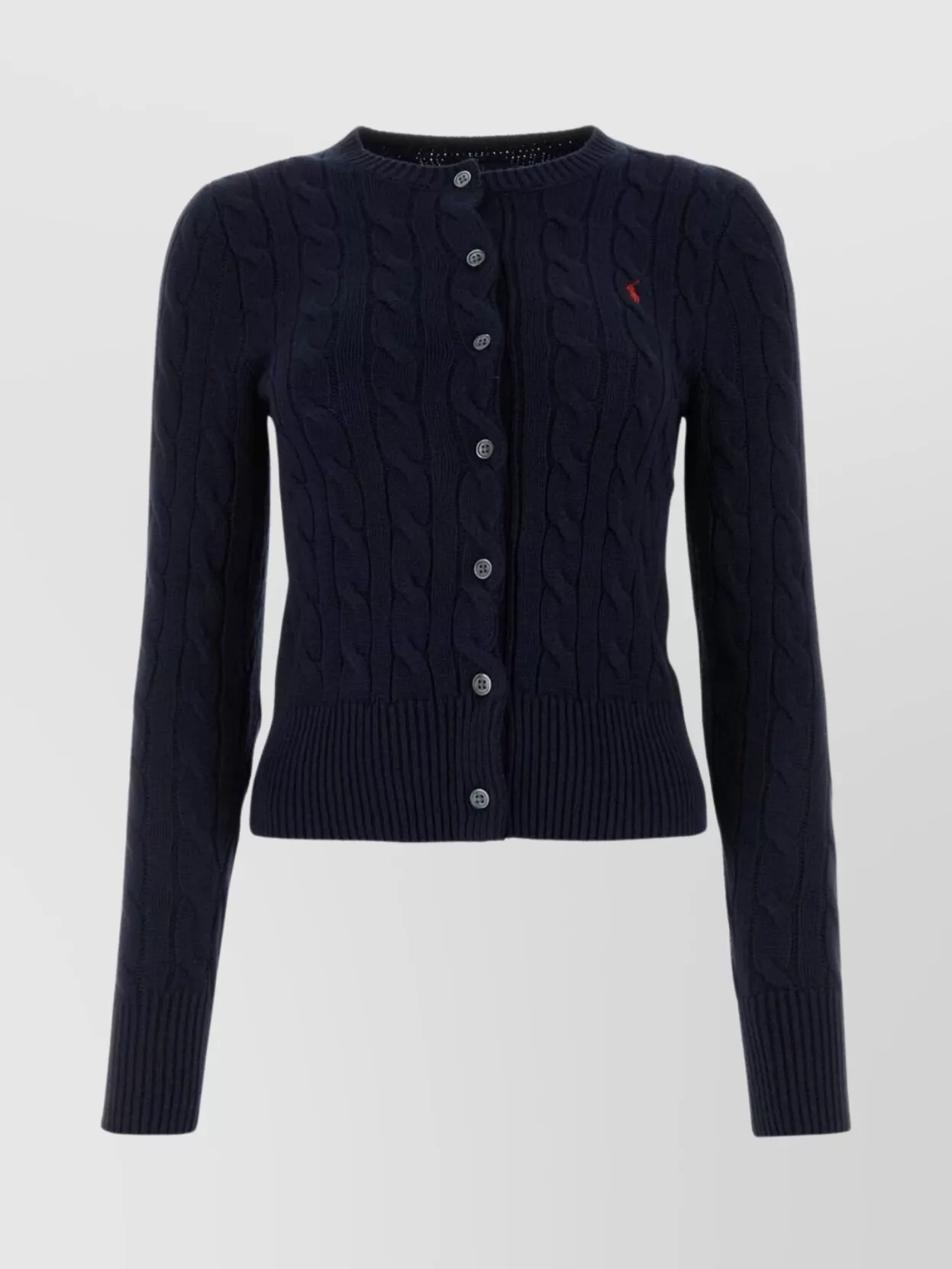 Shop Polo Ralph Lauren Polo Pony Cable Pattern Knit Crew Cardigan In Blue
