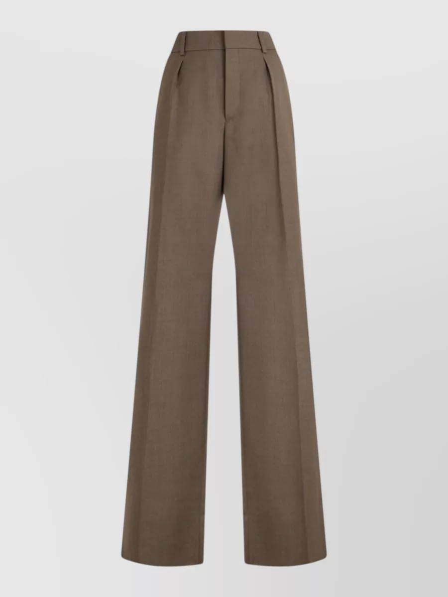 Saint Laurent wool high-rise pleated wide-leg suit trousers