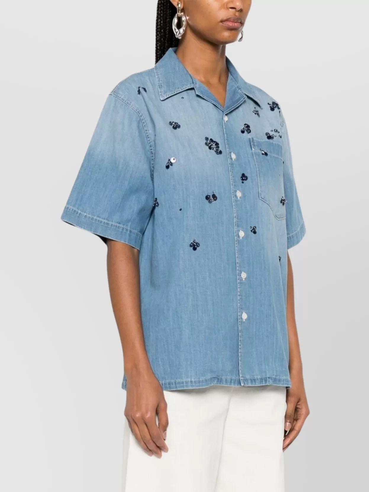 Fabiana Filippi Short Sleeve Cotton Shirt With Chest Pocket