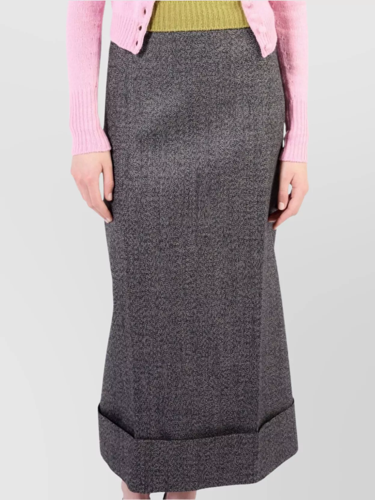 Prada Wool A-Line Ankle-Length Skirt With Side Slit
