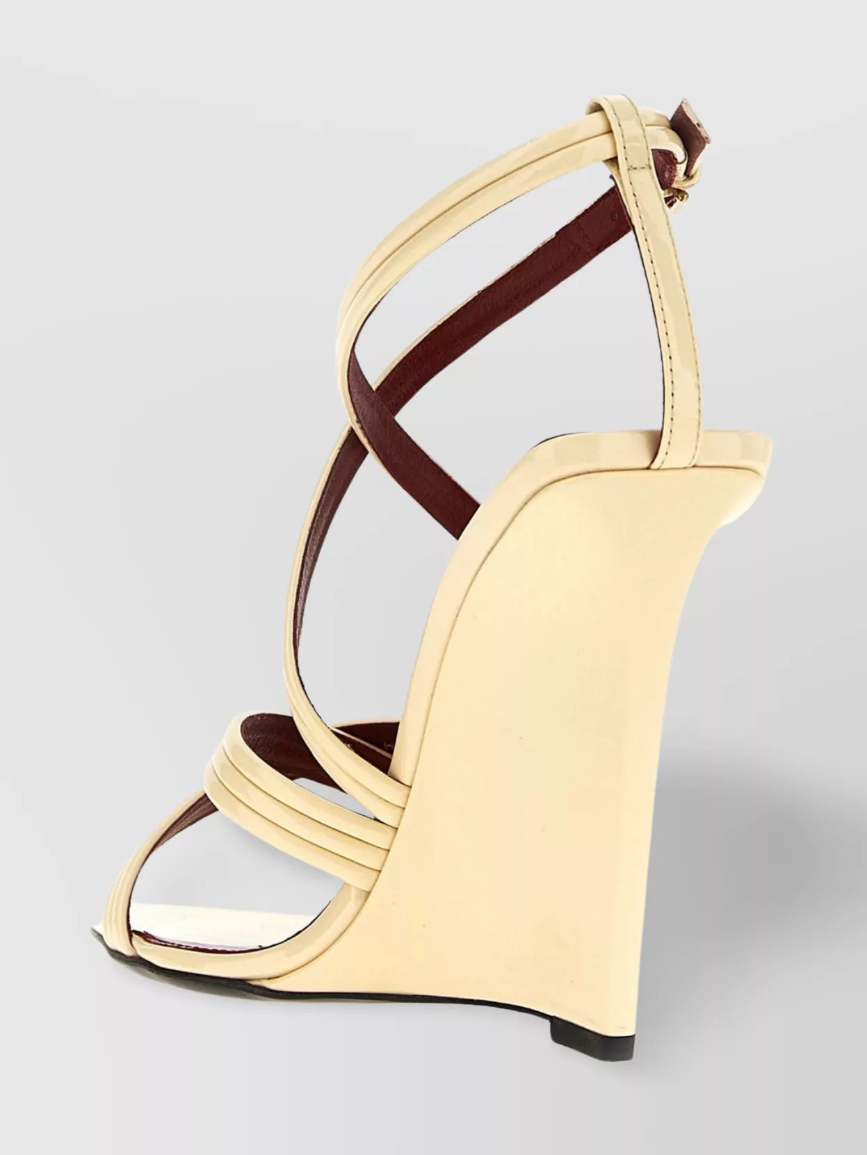 Saint Laurent Strappy Wedge Heel Sandals With Open Toe In Yellow