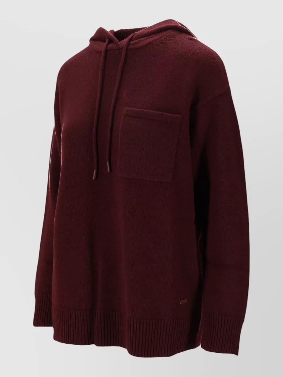 Max Mara Knit Top Tank Hood Ribbed Trims Pocket