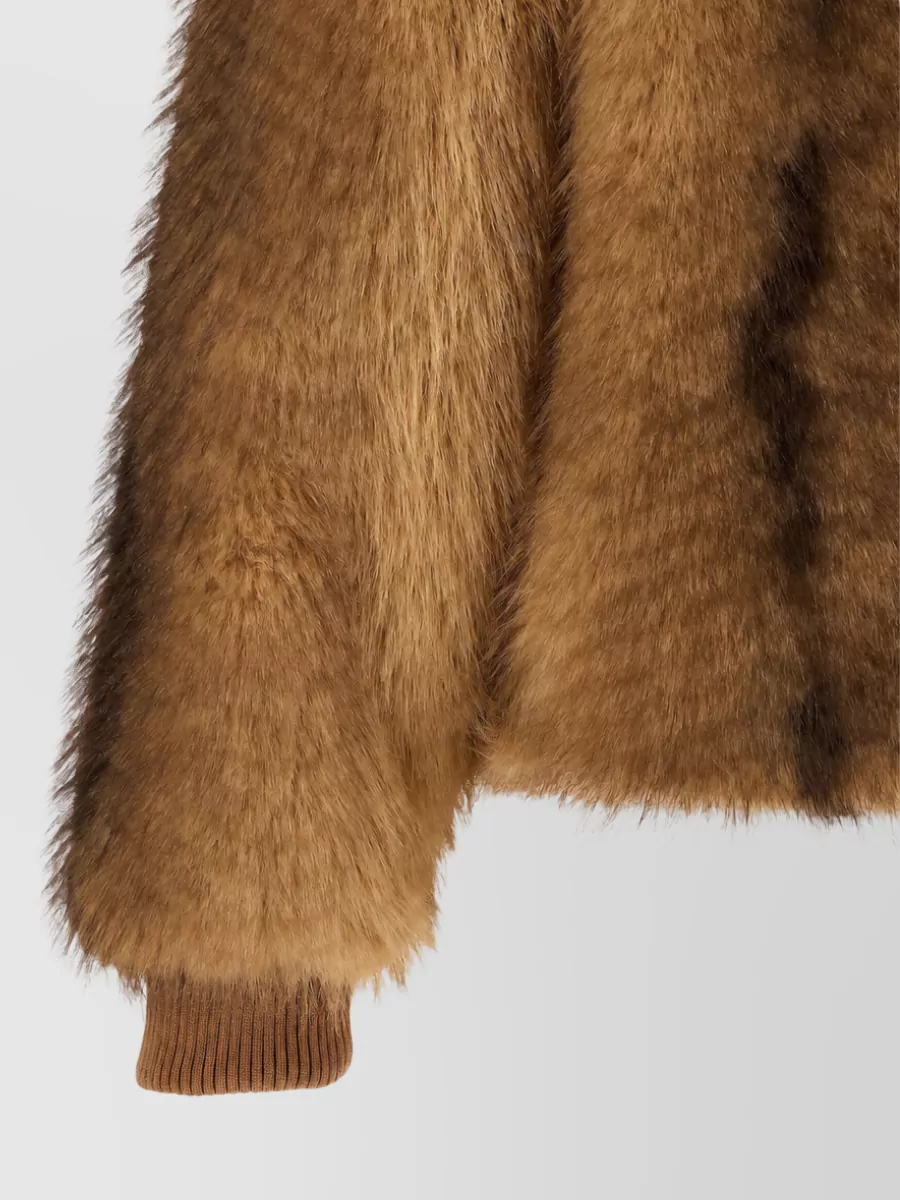 Nude Faux Fur Bomber Jacket