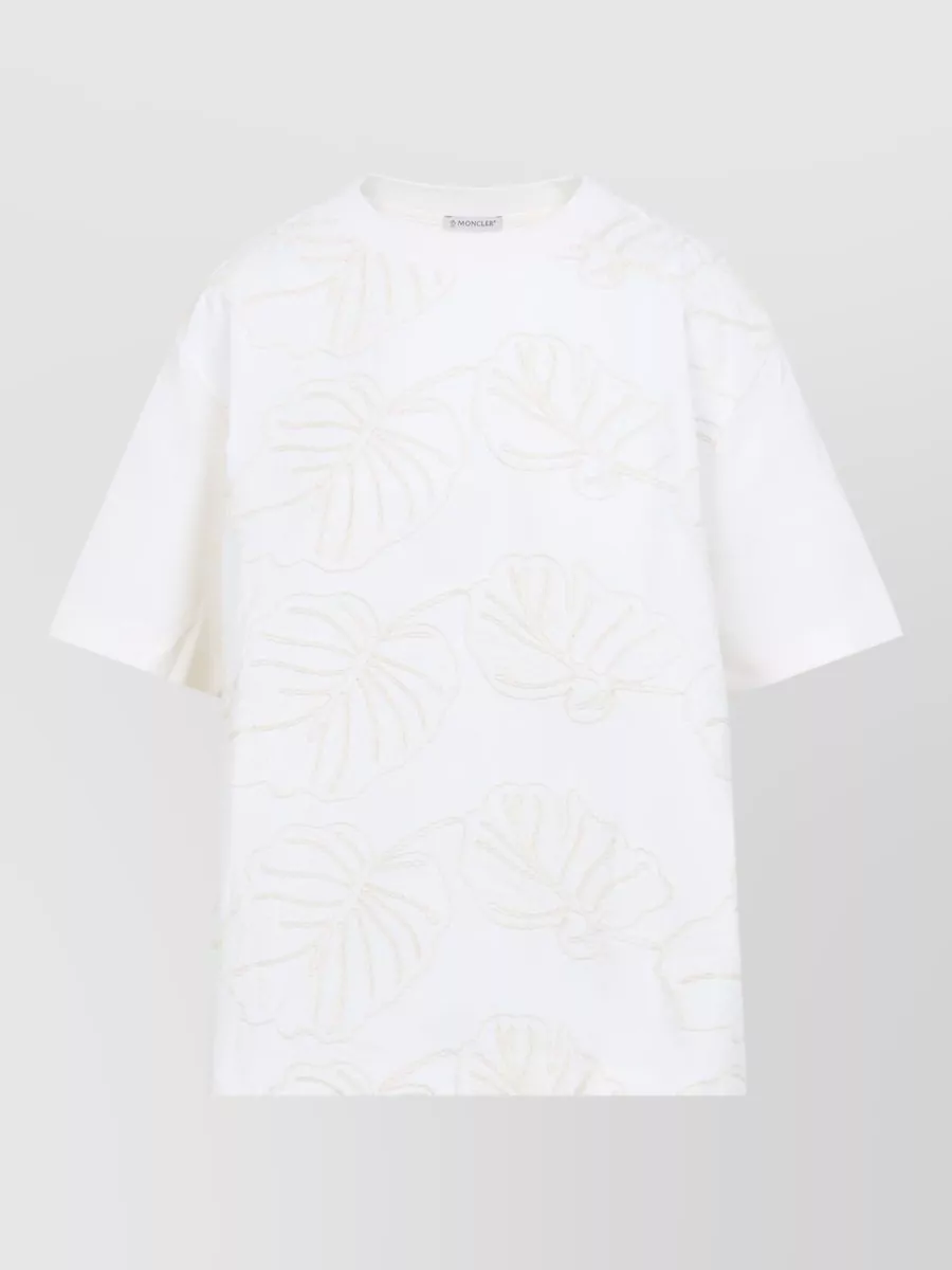Moncler cotton floral‑embroidered short-sleeve t-shirt