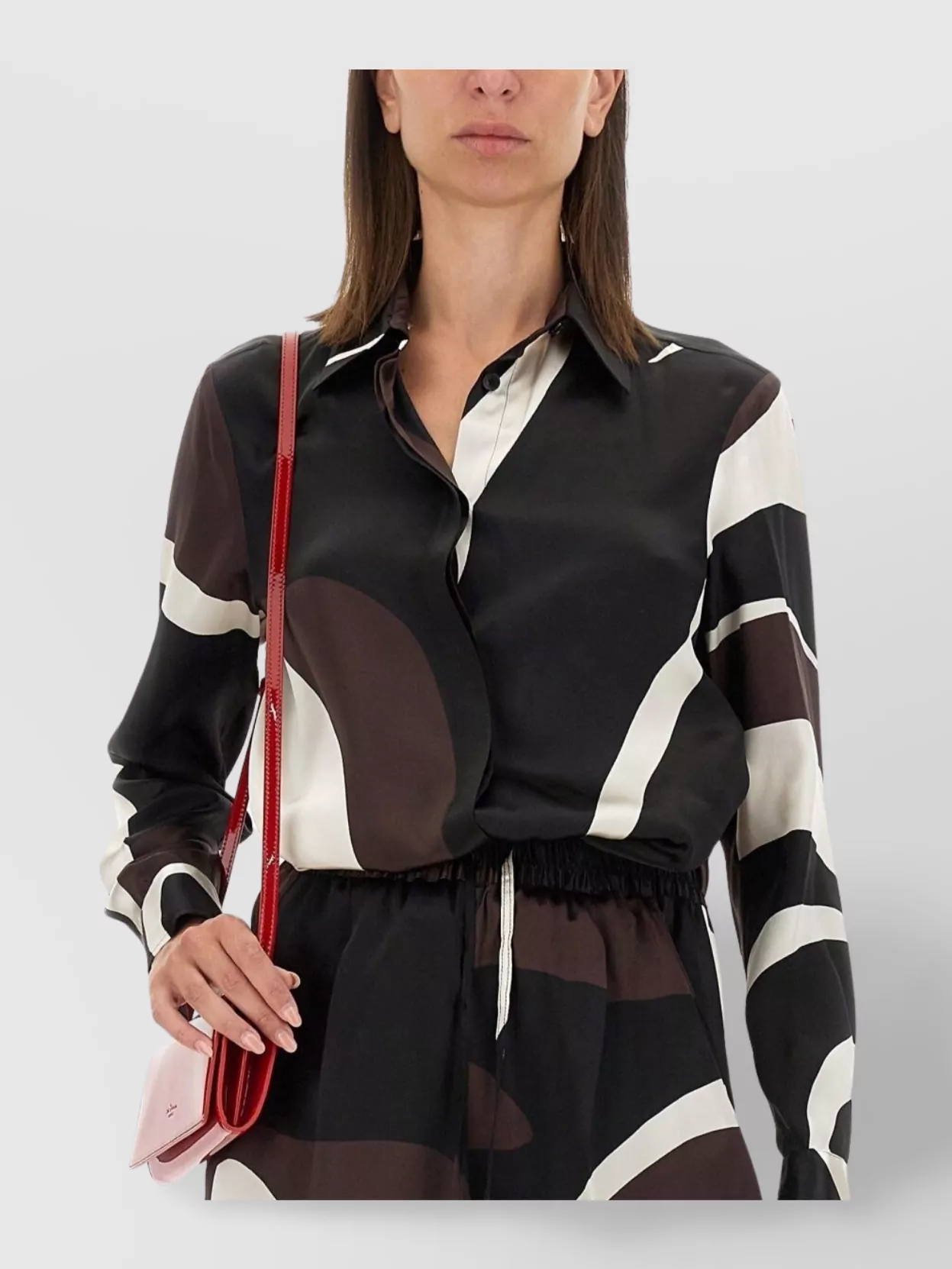 Kiton Abstract Pattern Collared Neck Long Sleeves Top