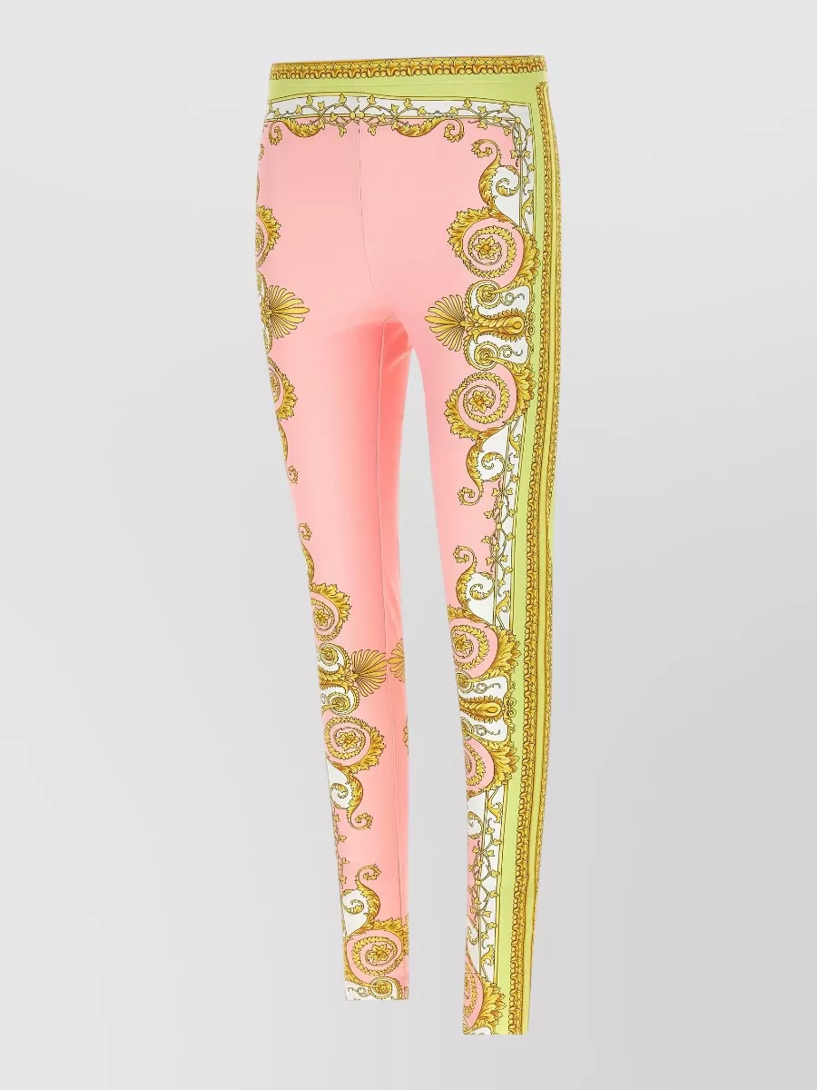 Versace Barocco Stretch Leggings Slim Cut Waistband
