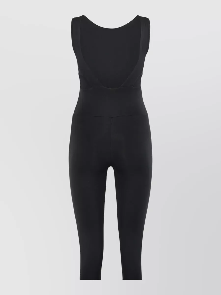 Live The Process Fitted Long Jumpsuit Open Back In Black