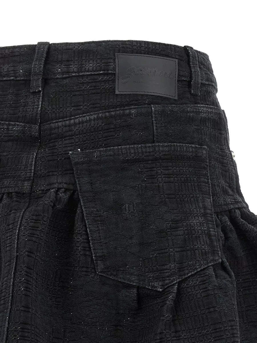 Ganni Lurex Denim Mini Skirt