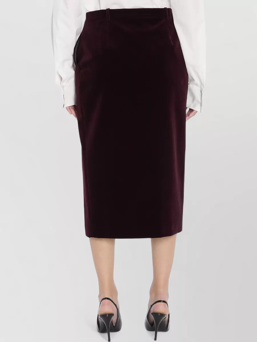 Saint Laurent Velvet Wrap Midi Skirt High Waist