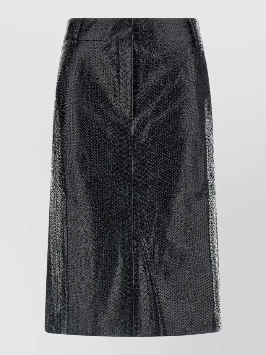 The Andamane Faux leather snake-effect embossed midi pencil skirt