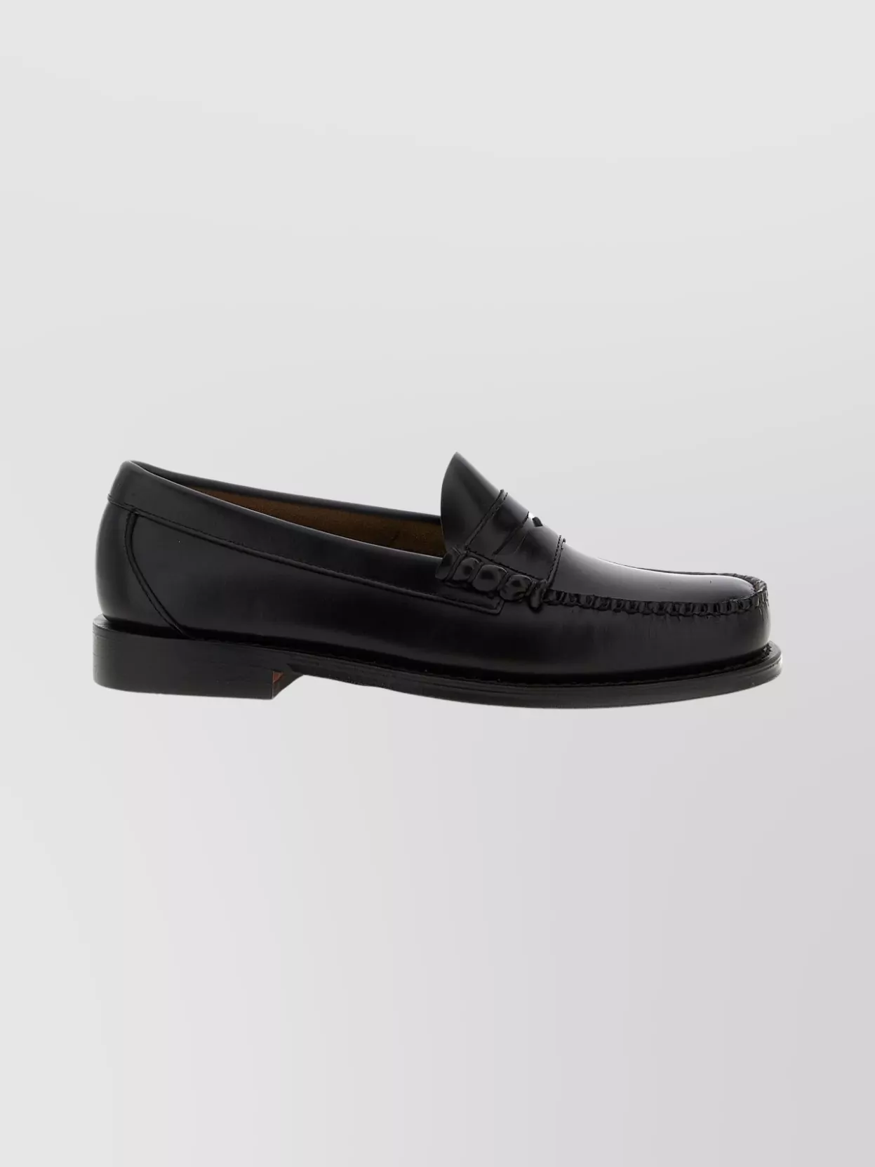 Gh Bass Round Toe Penny Loafers With Stitched Detail In Black