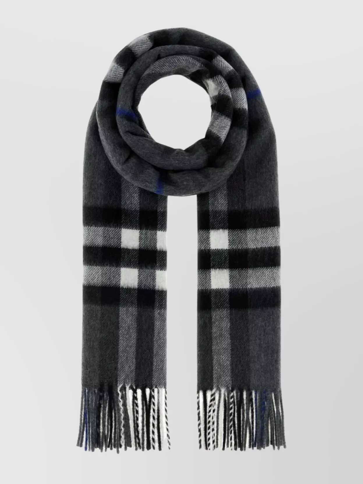 Burberry Cashmere Scarf Embroidered Fringe In Black