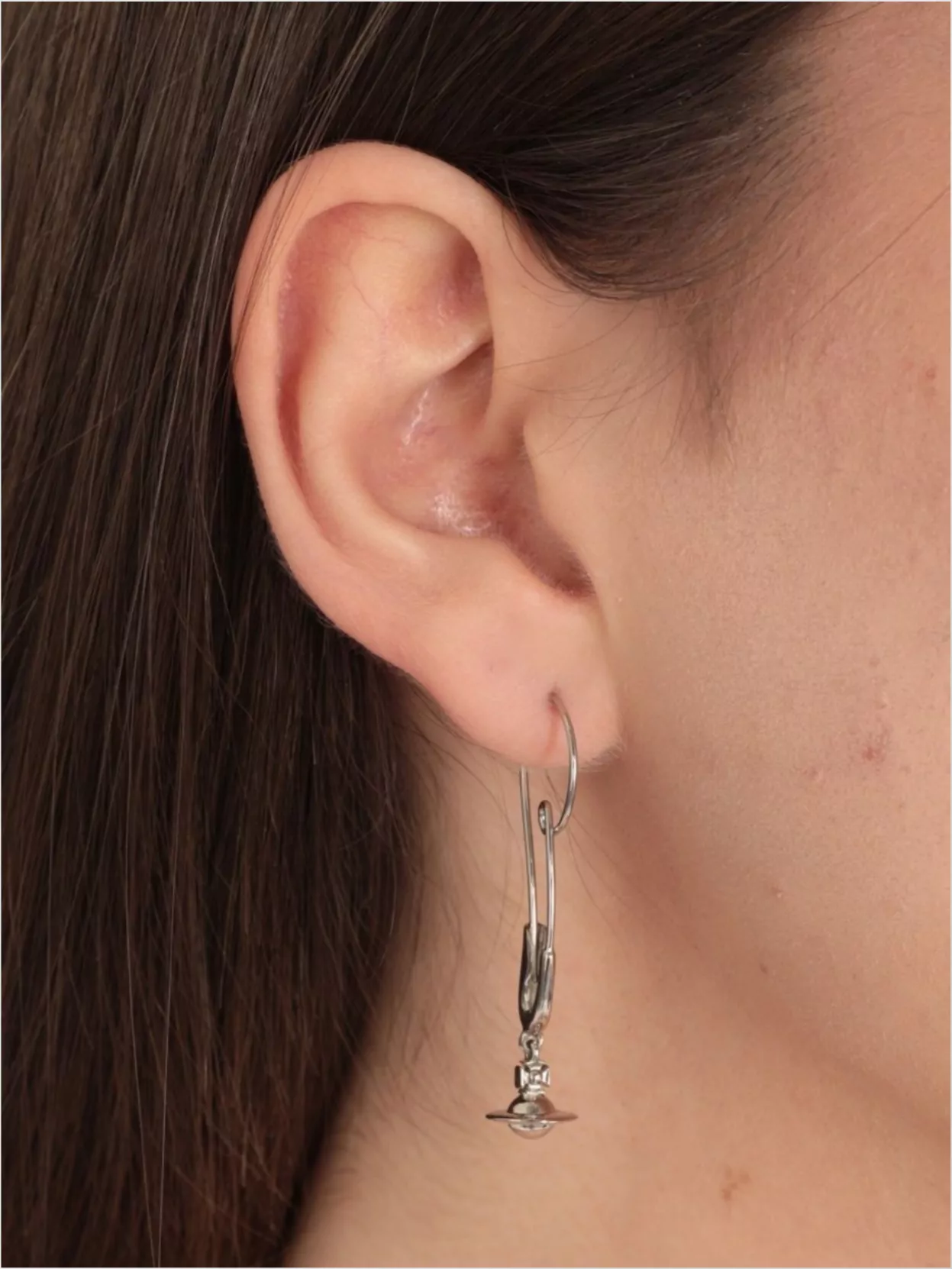 Vivienne Westwood Brass Drop Hoop Earrings With Orb Pendant